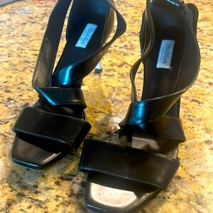 Max Mara black leather heels